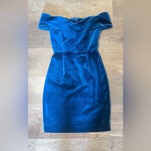 Nicolas Velvet Teal Off the Shoulder Dress